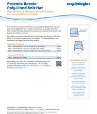 Preemie Beenie catalog sheet